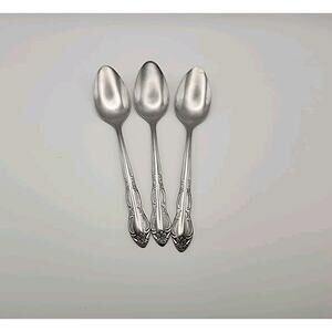 3 Wesley Forge WLF2 Teaspoon Stainless Steel 6 1/4" Floral Design Art Deco MCM